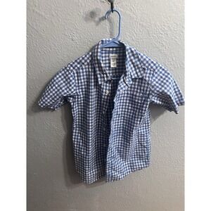 Carters Shirt Boys Size 12 Kids Button Down Short Sleeve Plaid Blue Pink